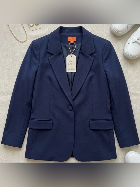 Mary Crafts Jackets & Blazers - Tailored Women's Navy Single-Button Blazer